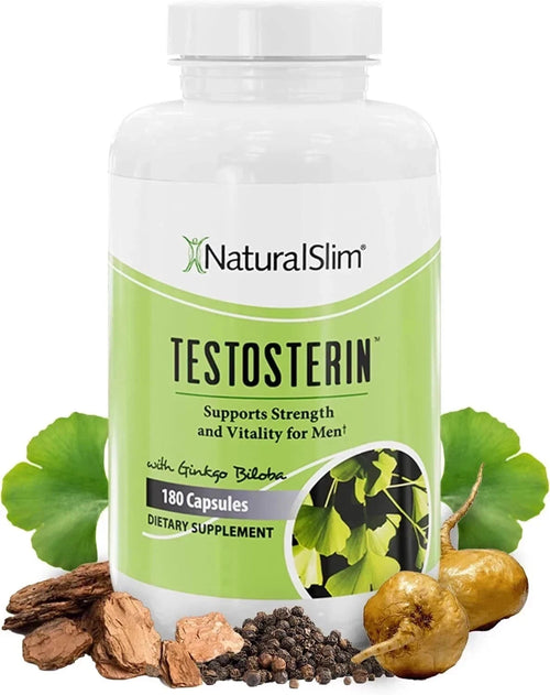 NaturalSlim Testosterin Men's Multivitamin & Testosterone Support Supplement – 180 Capsules